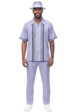 Lilac Tonal Panel Short Sleeve Walking Suit