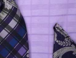 Lilac Tone-on-tone Check Dress Shirt Set with Tie and Handkerchief