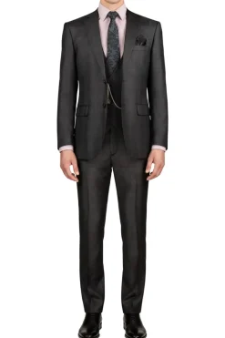 (Limited Sizes) Black 3-Piece Regular Fit Glen Plaid Suit
