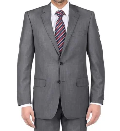 (Limited Sizes) Gray 100% Virgin Wool Regular Fit Pick Stitch 2 Piece Suit