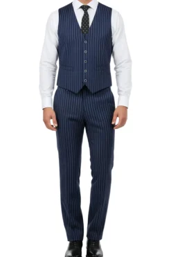 (Limited Sizes) Regular Fit Blue 3 Piece Pinstripe Suit