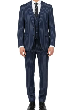 (Limited Sizes) Regular Fit Blue 3 Piece Pinstripe Suit