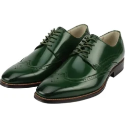 Lincoln Collection - Olive Leather Wingtip Lace-up Dress Shoes