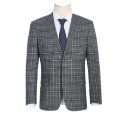 Lozano Collection - Men's 2 Piece Regular Fit Gray Check Pattern Suit