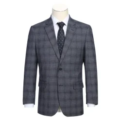 Lozano Collection - Men's 2 Piece Regular Fit Gray Windowpane Suit