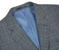 Lozano Collection - Men's 2 Piece Regular Fit Gray Windowpane Suit