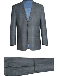 Lozano Collection - Men's 2 Piece Regular Fit Gray Windowpane Suit