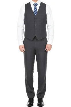 (42L) 3 Piece Suit 2 Buttons Gray Glen Plaid Regular Fit