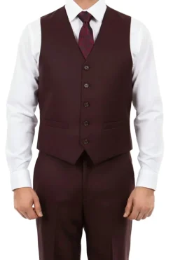 (42L, 42R) 3 Piece Modern Fit Suit - Burgundy
