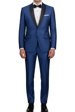 (44L) Slim Fit 2 Piece Sharkskin Navy Suit