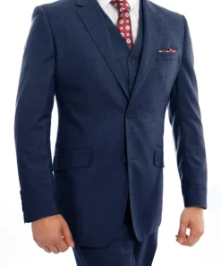 (40L) Wool Suit Modern Fit Italian Style 3 Piece in Indigo