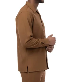 (L & 3XL) 2-Piece Long Sleeve Walking Suit Set - Taupe