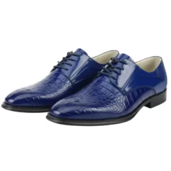 Mason Collection - Cobalt Alligator Texture Oxford Dress Shoes