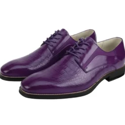 Mason Collection - Purple Alligator Texture Oxford Dress Shoes