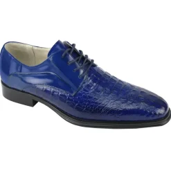 Mason Collection - Cobalt Alligator Texture Oxford Dress Shoes