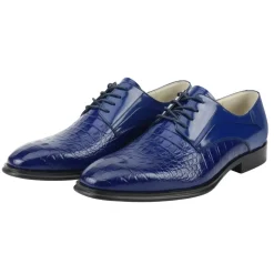 Mason Collection - Cobalt Alligator Texture Oxford Dress Shoes