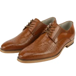 Mason Collection - Tan Alligator Texture Oxford Dress Shoes
