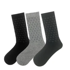 Men's 3 Pack Circle Print Crew Socks - Charcoal/Gray