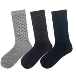 Men's 3 Pack Geometric Crew Socks - Gray/Brown