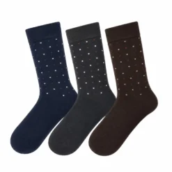 Men's 3 Pack Micro Dot Crew Socks - Navy/Charcoal/Brown