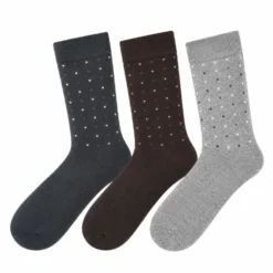 Men's 3 Pack Micro Dot Crew Socks - Charcoal/Brown/Gray