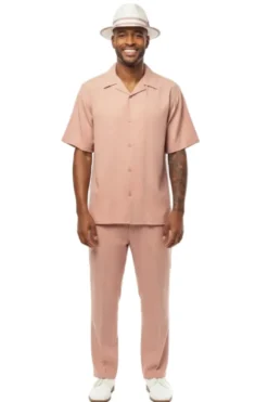 Men's 2 Piece Short Sleeve Blush Walking Suit