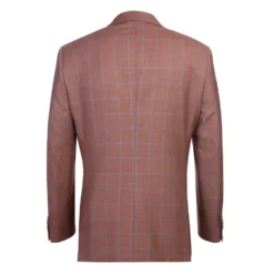 Men's Brown Classic Fit Wool Plaid Blazer