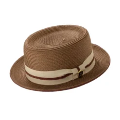 Men's Cappuccino Pork Pie Style Braided Hat