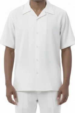 Men's 2-Piece Short Sleeve Summer Walking Suit Set - Off White