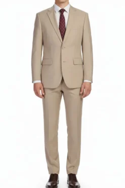 Men's Regular Fit Formal 2-Piece Suit - Tan