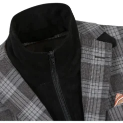 Men's Slim Fit Gray Wool Blazer with Bib