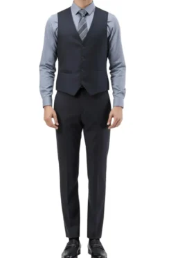Men's Slim Fit Solid Charcoal 3 Piece Suit
