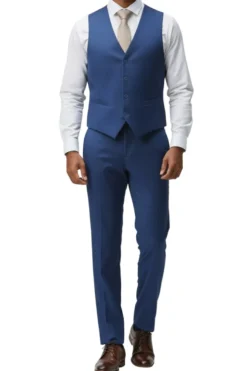 Men's Slim Fit Solid Indigo 3 Piece Suit