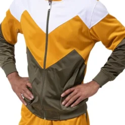 Men's Track Suit Chevron Design in Gold & Olive