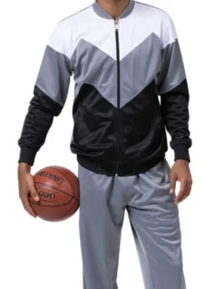 Men's Track Suit Chevron Design in Gray & Black