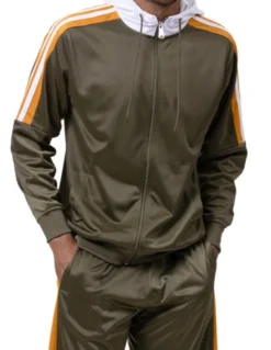 Men's Track Suit with Hood in Olive