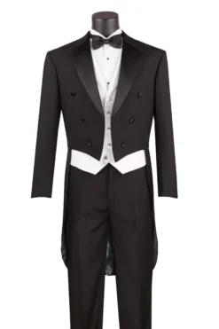 Men's Tuxedo Regular Fit Collection With Tails 3 Piece In Black