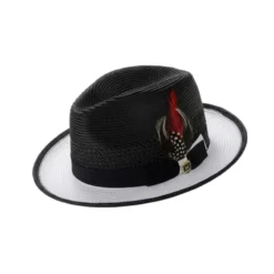 Men’s Two-Tone Braided Fedora Hat Black/White