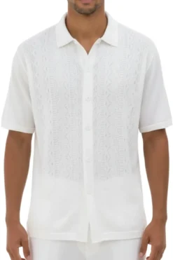 Men's White Embroidered 2 Piece Walking Suit Set