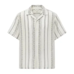 Men's White Embroidered Short Sleeve Shirt