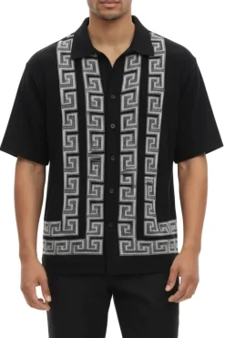 Men's Black Meander Pattern 2 Piece Walking Suit Set