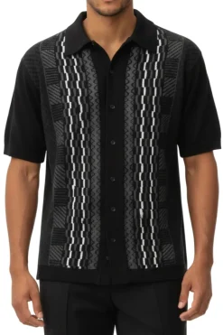 Men's Black Vertical Textured 2 Piece Walking Suit Set