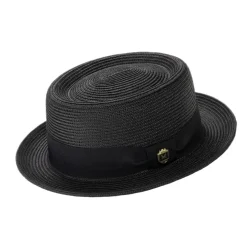 Men's Braided Hat Pork Pie Style in Black