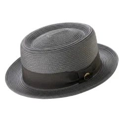 Men's Braided Hat Pork Pie Style in Gray