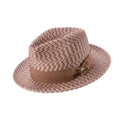 Men’s Cappuccino Woven Textured Patterned Braided Fedora Hat