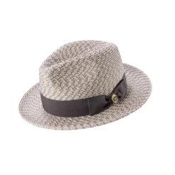 Men’s Gray Woven Textured Patterned Braided Fedora Hat