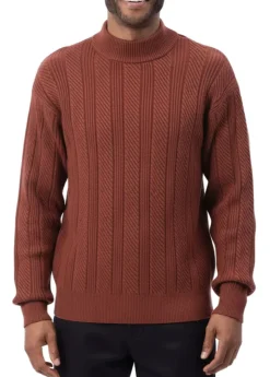 Men's Knit Crew Neck Sweater - Cognac