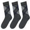 Men's 3 Pack Classic Diamond Pattern Crew Socks - Charcoal
