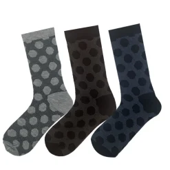 Men's 3 Pack Polka Dot Crew Socks - Brown/Navy