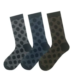 Men's 3 Pack Polka Dot Crew Socks - Brown/Gray